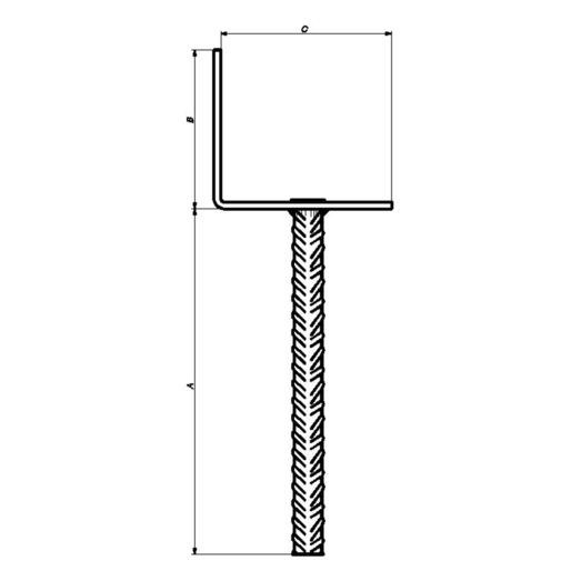 PN stolpefod L-form D90xH99xB50 L400 mm. varmforzinket