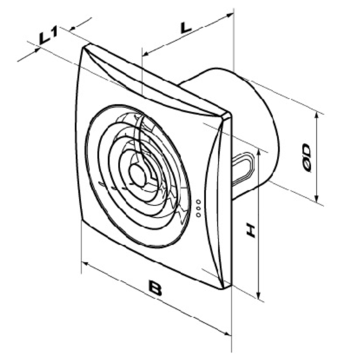 Duka ventilator PRO 30 TH fugt og tidsstyret - hvid - Ø100 mm