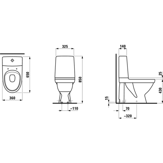 Laufen Kompas toilet m/skjult S-lås hvid