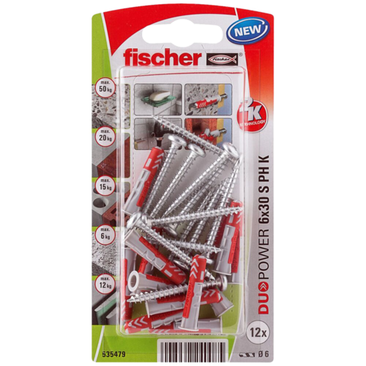 Fischer DuoPower universaldybel PH 6x30 mm 12 stk