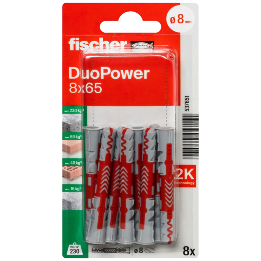 Fischer DuoPower universaldybel 8x65 mm 8 stk