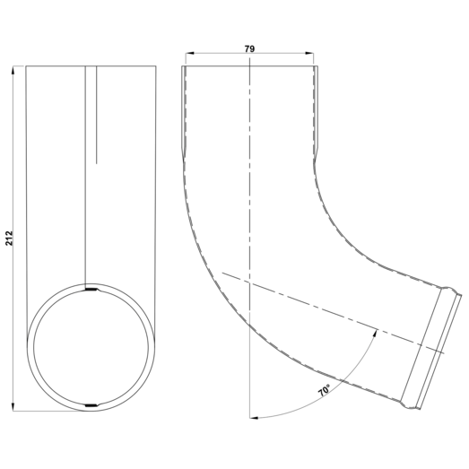 Plastmo udkaster 75 mm stål