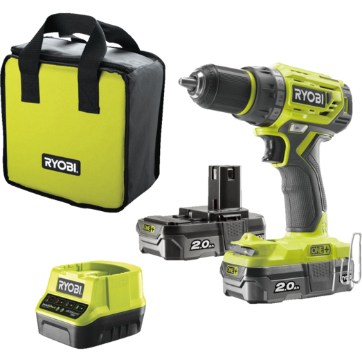 Ryobi R18DD7-220S bore-/skruemaskine 18V ONE+ 2x2,0 Ah