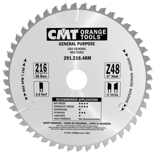 CMT savklinge 216x2,8x30 mm. Z48W neg.