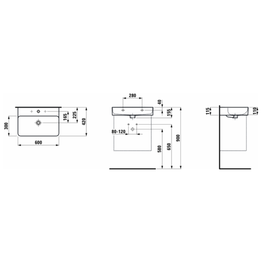 Laufen Val håndvask 455x195x650 mm hvid