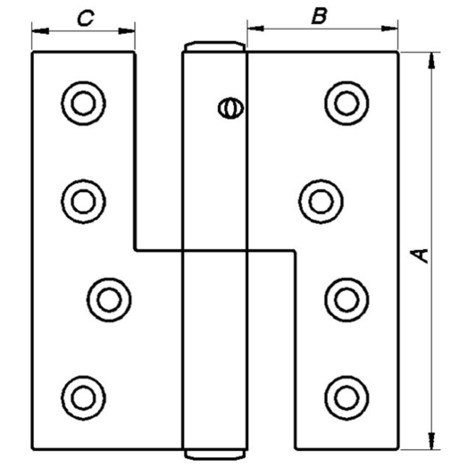 PN vindues- og dørhængsel venstre 85x32 mm varmforz.