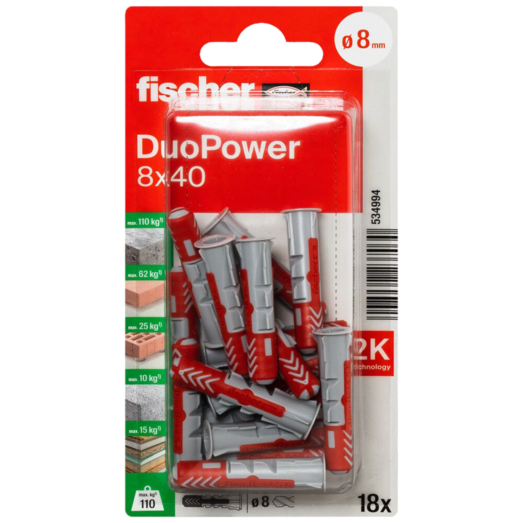 Fischer DuoPower universaldyvel 8x40 mm 18 stk