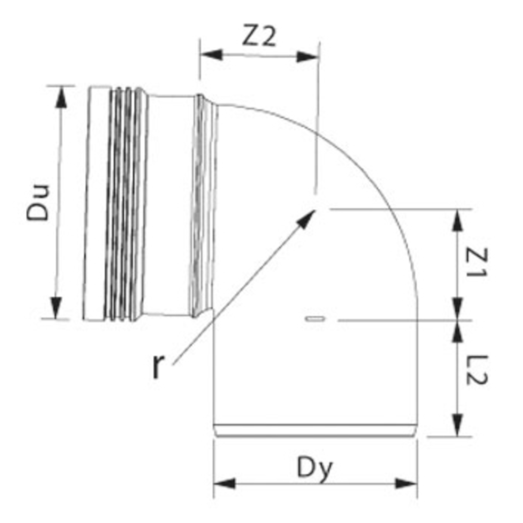 Wavin Wafix kloakrør PP rød bøjning 88,5° x 160 mm