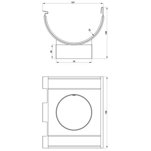 Plastmo tudstykke m/gummi nr. 11, 75 mm stål plus