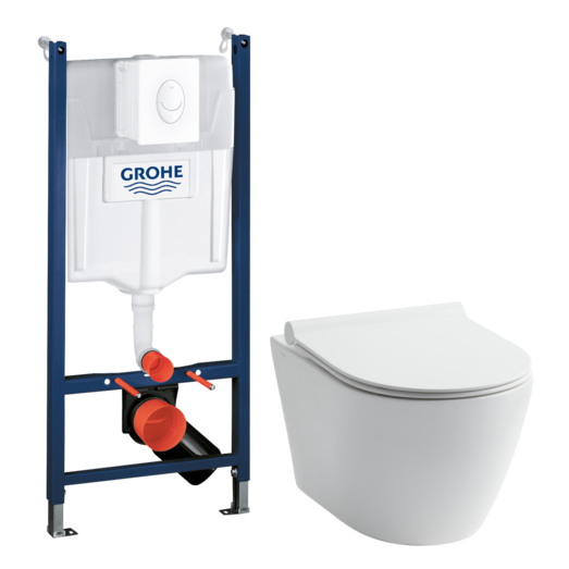 Grohe Rapid SL 1130 indbygnings cisterne og Flow FL60 hængeskål inkl. slim toiletsæde m/softclose