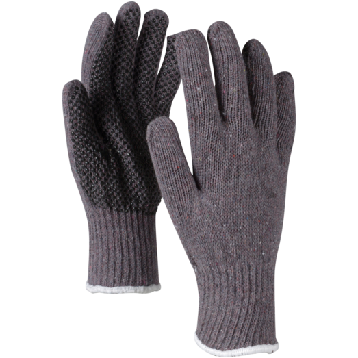 OX-ON Knitted Comfort 13300 grå handske m/sorte dotter str. 10