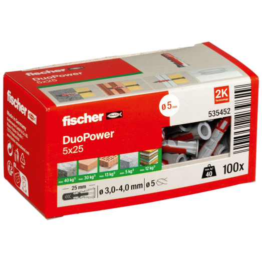 Fischer universaldybel duopower 5x25 DIY 100 stk