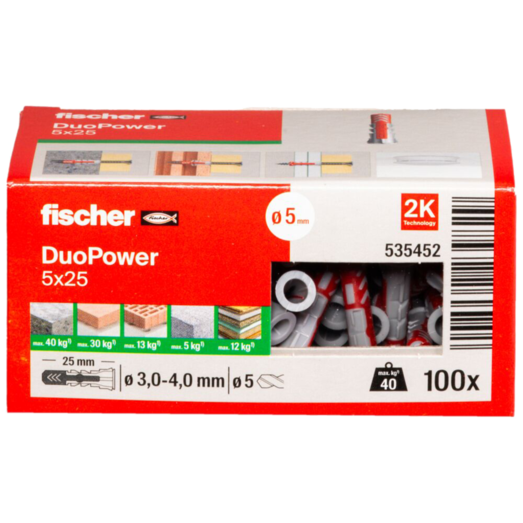 Fischer universaldybel duopower 5x25 DIY 100 stk