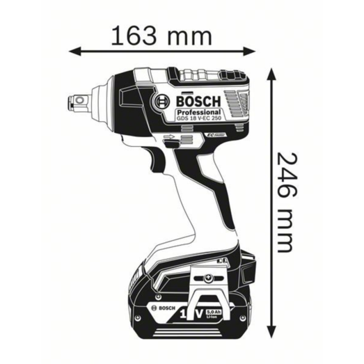 Bosch GDS 18V-EC 250 slagnøgle solo u/batteri og lader