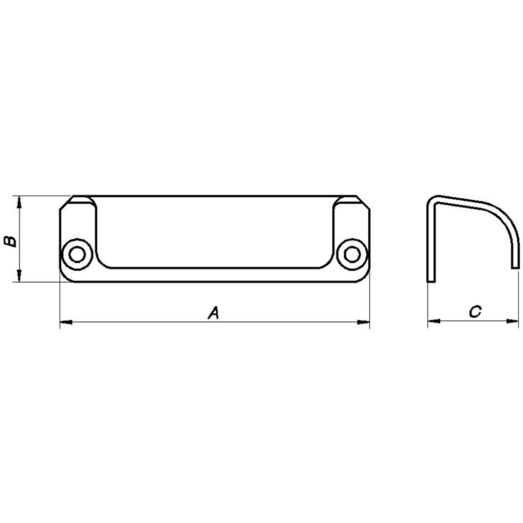 PN fingergreb 90x25x26 mm sølv eloxeret