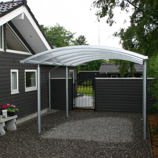 Enkelt stålcarport 3060x5200 mm med buet termotag