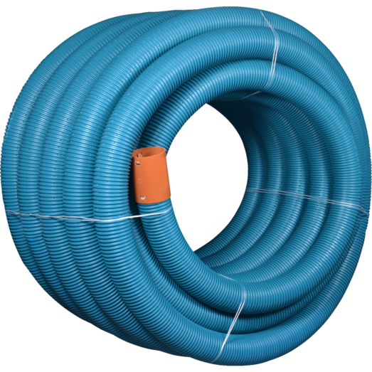 Wavin drænrør korrugerede pvc 2,5x5 mm 113 mm x 50 m blå