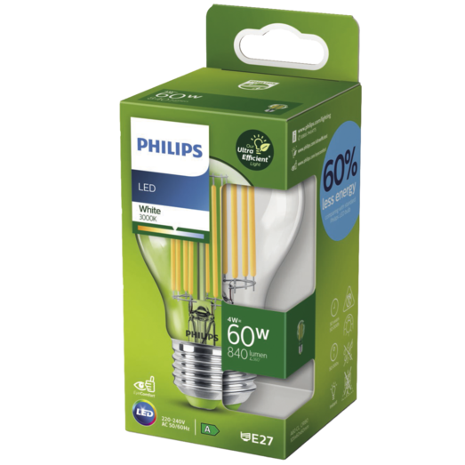 Philips Ultra Efficient LED pære 60W A-klasse, E27