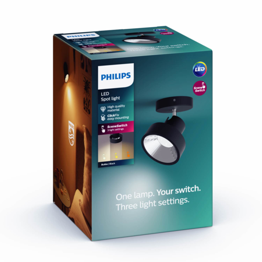 Philips Bukko Single spot 1x4,3W sort