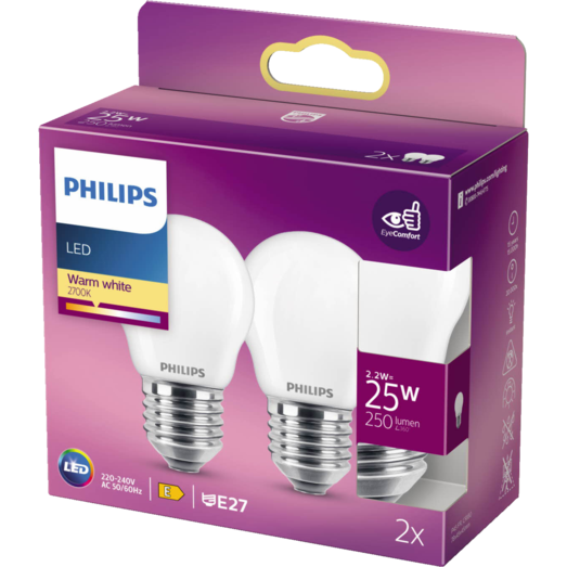 Philips Krone LED pære E27 25W 2 pack