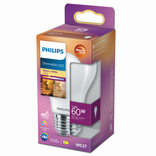 Philips Standard LED pære E27 60W mat