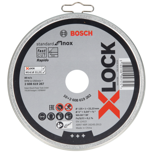 Bosch X-Lock Standard for Inox skæreskive lige 125x1 mm 10 stk