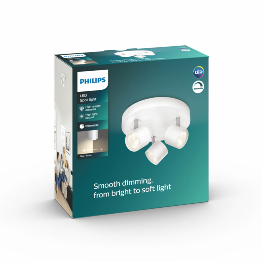 Philips Star LED spot 3x4W hvid