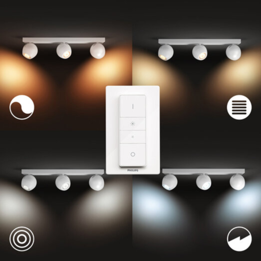 Philips Hue Buckram tre spots GU10 LED