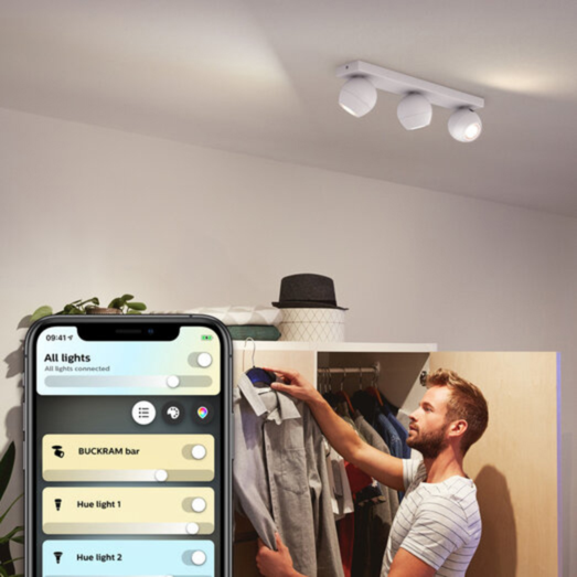 Philips Hue Buckram tre spots GU10 LED