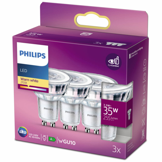 Philips Spot LED pære GU10 35W 3 pack