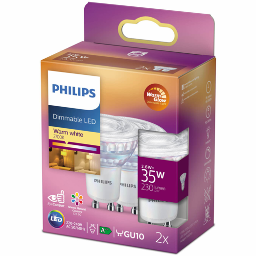 Philips Spot LED pære GU10 35W 2 pack