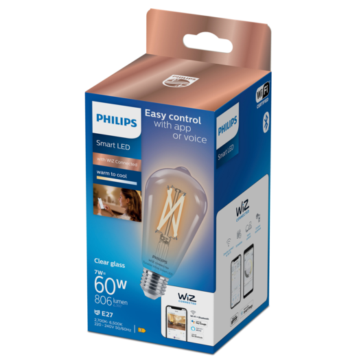 Philips Smart WiZ white LED pære E27 6,7W edison