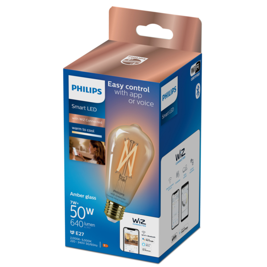 Philips Smart WiZ white LED pære E27 6,7W edison guld