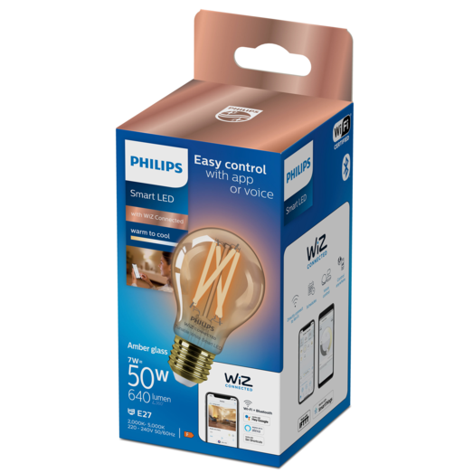 Philips Smart WiZ white LED pære E27 6,7W standard guld