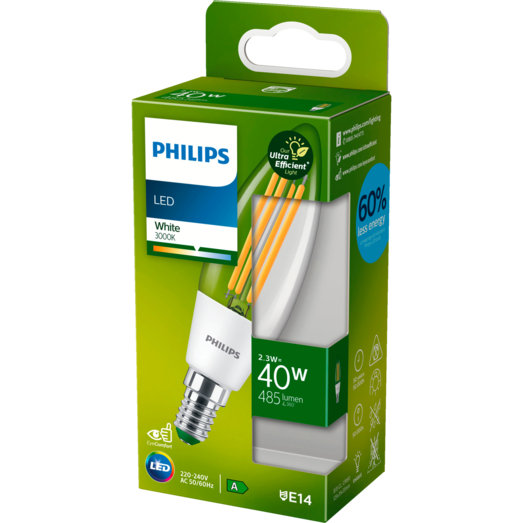 Philips Ultra Efficient LED pære 40W A-klasse, E14