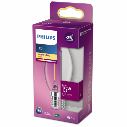 Philips KerteLED pære E14 15W 1 pack