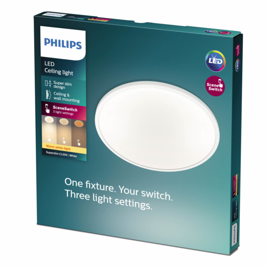 Philips Super Slim plafond Ø25 cm hvid