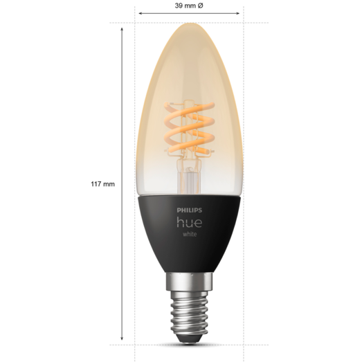 Philips Hue White LED filament kertepære E14