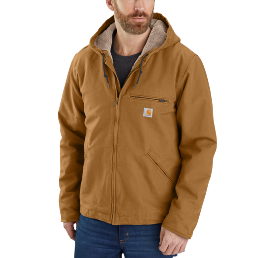 Carhartt washed duck sherpa lined jakke brun