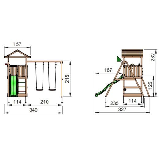 Jungle Gym House legetårn m/swingmodul