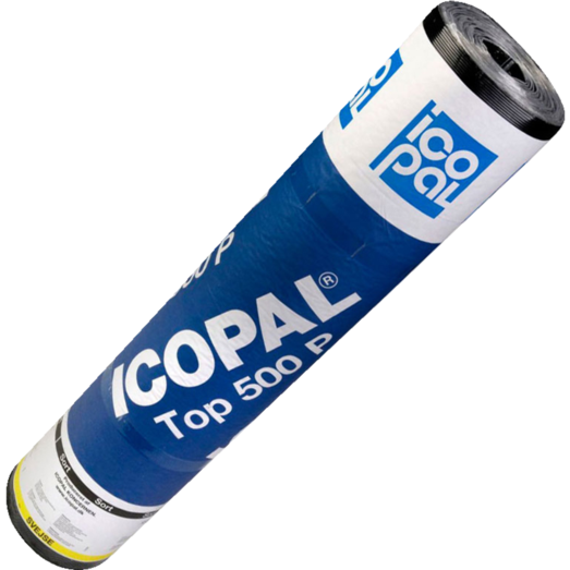 Icopal Top 500 P tagpap sort i rll. á 0,6x7,5m kr. 920,00,-