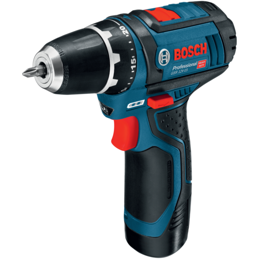 Bosch GSR 12V-15 akku bore-skruemaskine 2 x 2,0 Ah batterier og lader