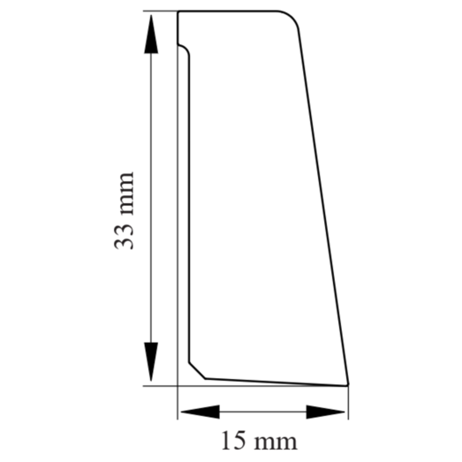 Primo skureliste hvid 15x33x3100 mm