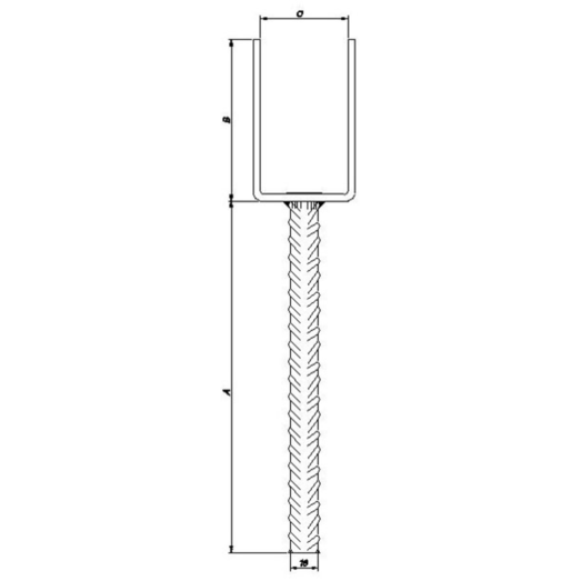 PN stolpefod U-form H90xB50 L200 mm