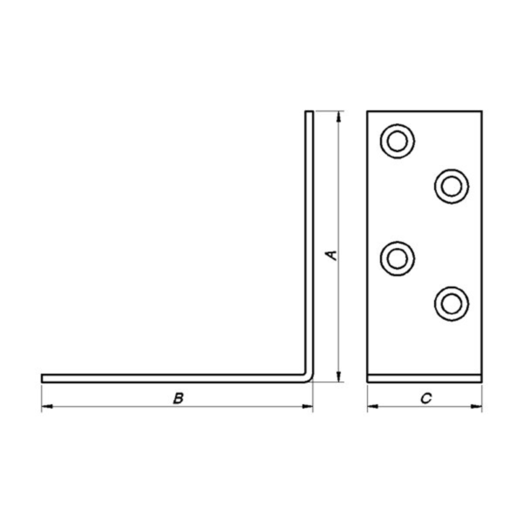 PN vinkelbeslag 90x90x38x2,5 mm. elforzinket