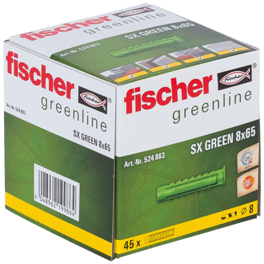 Fischer SX Green dyvel m/krave 8x65 mm 45 stk