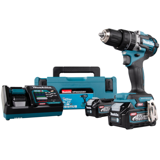 Makita HP002GD201 40V XGT slagboremaskine XGT 2x2.5 Ah batterier og lader