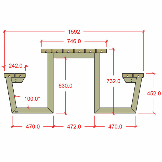 Plus Wega Bord/Bænkesæt 177 cm ThermoWood®