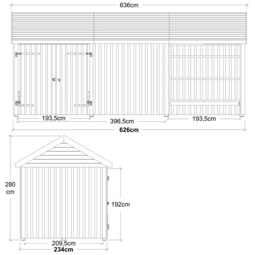 Plus Classic Multi Havehus 14,5 m² 3 moduler m/dobbeltdør og åben/lukket front