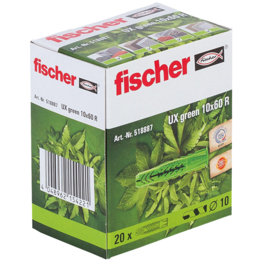 Fischer UX Green universaldyvel m/krave 10x60R 20 stk